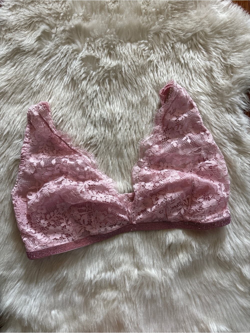 Victoria's Secret Dream Angel Rhinestone Pink Lace Bralette